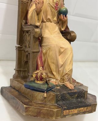 ANTIGUO SAGRADO CORAZÓN ENTRONADO ORO SELLADO OLOT