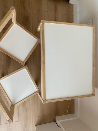 Mesa y 2 Sillas Infantiles Madera Blanca