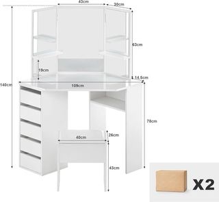Tocador Esquinero Blanco