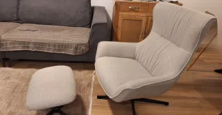 Sillón orejero tela y metal