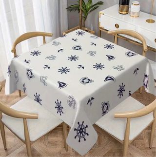 Mantel Cuadrado Náutico Azul y Blanco