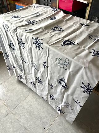 Mantel Cuadrado Náutico Azul y Blanco