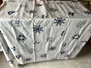 Mantel Cuadrado Náutico Azul y Blanco