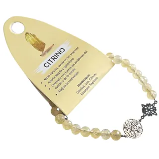 Pulsera Citrino Mineral y Acero Inox