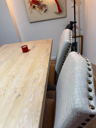 Pack 4 Sillas Madera y Tela con tachuelas nuevas