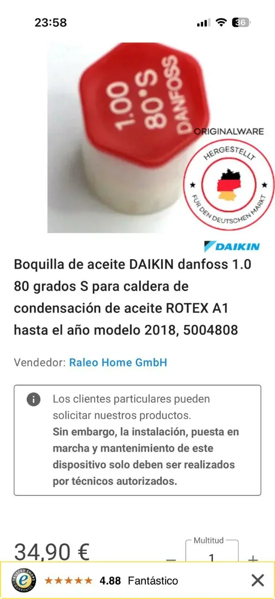 Boquilla quemador latón con filtro