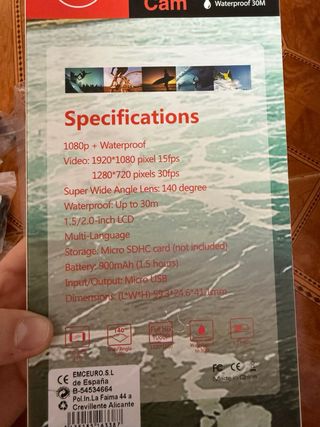 Cámara Deportiva 1080p HD Sumergible