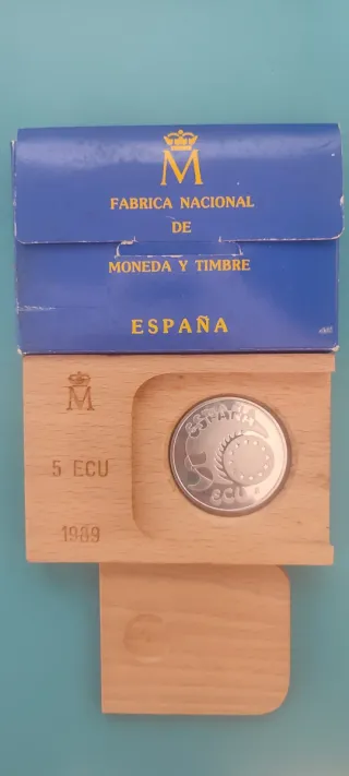 Moneda 5 ECU Plata España 1989