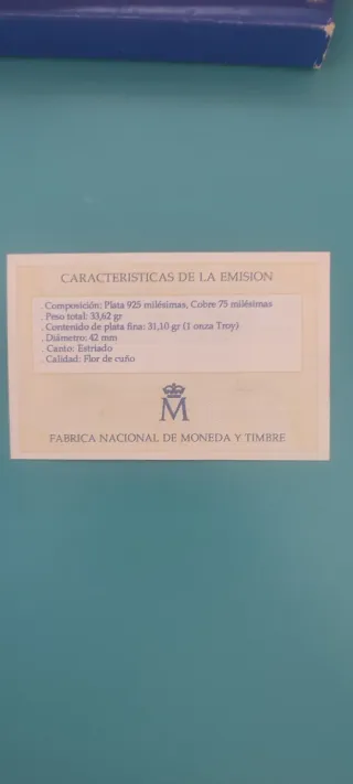 Moneda 5 ECU Plata España 1989