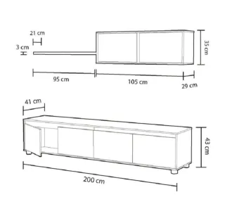 Mueble TV blanco y madera