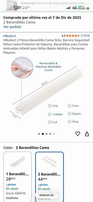 2 Barandillas Cama HBselect Niño