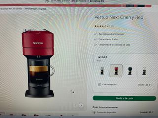 Cafetera Nespresso Vertuo Roja