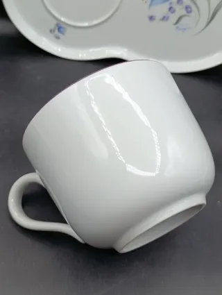 Tazón y plato porcelana Limoges con flores azules