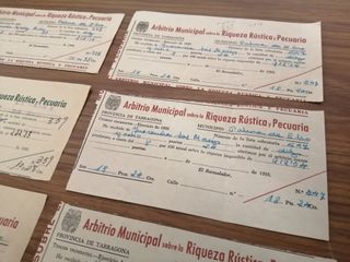 Recibos antiguos Riqueza Rústica y Pecuaria