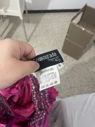 Vestido de fiesta rosa y morado