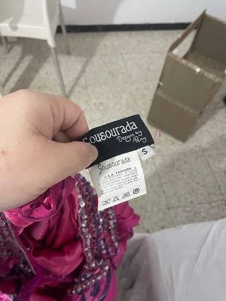 Vestido de fiesta rosa y morado