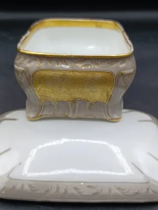 Caja joyero Limoges dorada y blanca