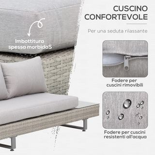 Conjunto de Jardín Exterior, Salón de Jardín, Conjunto de Sofás de Exterior con Mesa de Jardín, Muebles de Jardín de Ratán Gris