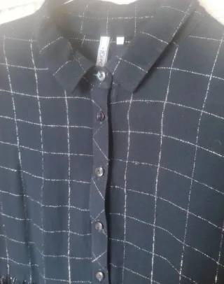 Abito a quadri blu con fili argento