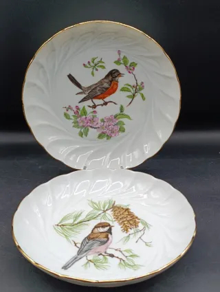 Set 2 Platos Limoges Pájaros Florales