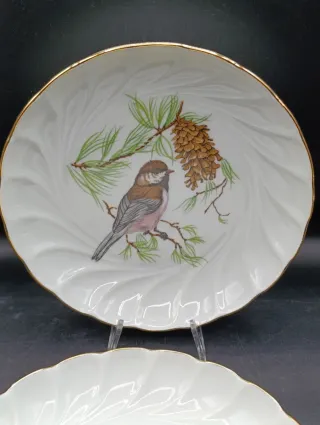 Set 2 Platos Limoges Pájaros Florales