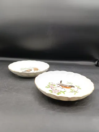 Set 2 Platos Limoges Pájaros Florales