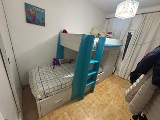 Cama litera infantil azul y blanca
