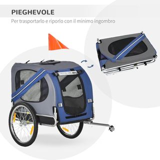 Remolque De Bicicleta Para Perros Y Gatos 2 Grandes Ruedas De 50Cm Buena Ventilación Bandera De Seguridad Resistente A Las Intemperies Acero Y Tela Oxford