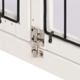 Caseta para Perros de Interior, Jaula para Animales de Madera y Metal con Doble Puerta, 58.5X81X66Cm, Blanco