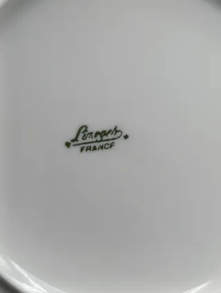 Set 6 Platos Postre Limoges Flores Rosas Dorados