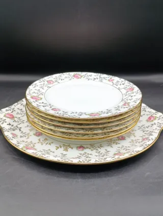 Juego Servicio Limoges Porcelana Flores Rosas