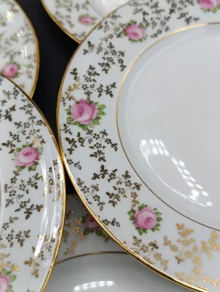 Juego Servicio Limoges Porcelana Flores Rosas