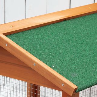 Jaula para Aves de Madera de Abeto y Rejilla Metálica, Voladera para Aves de Exterior con 2 Puertas, Techo de Asfalto y Bandeja Extraíble, 68X63X165 Cm, Naranja