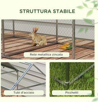 Jaula para Animales con Techo de Tela Oxford y Estacas Incluidas, Jaula de Acero con Puerta Superior de Acceso, 198X100X120 Cm, Verde y Plata