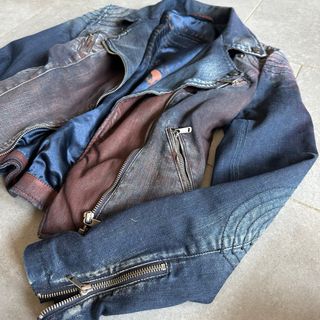 Giacca Biker Gas Jeans Denim Taglia S Vintage Y2K