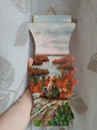 Dipinto su legno paesaggio nordico da appendere