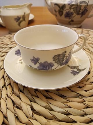 Juego de té porcelana Checoslovaquia floral