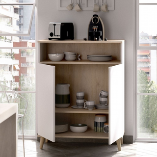 Mueble Bajo Auxiliar Wok. Blanco/Natural