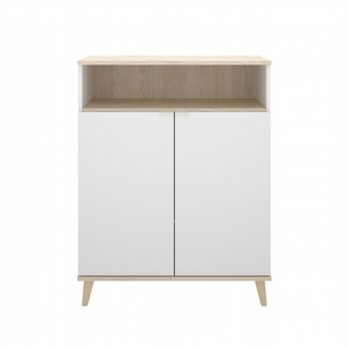 Mueble Bajo Auxiliar Wok. Blanco/Natural