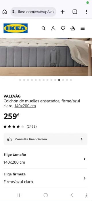 Colchón Ikea 140x200 cm