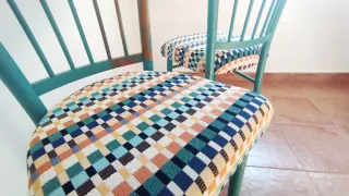 Sillas vintage tela y madera