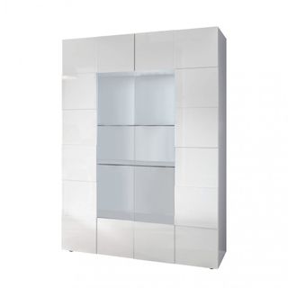 Vetrina Moderna 2 Ante Vetro Bianco 166 cm Salotto
