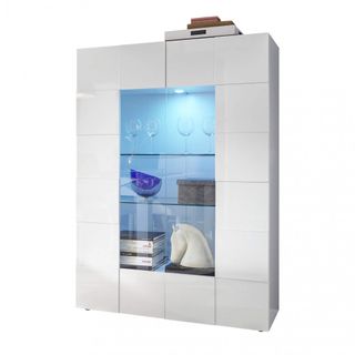 Vetrina Moderna 2 Ante Vetro Bianco 166 cm Salotto