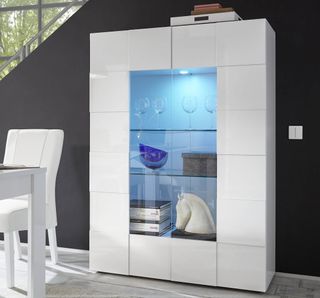 Vetrina Moderna 2 Ante Vetro Bianco 166 cm Salotto