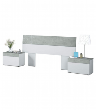 Cabecero Y 2 Mesitas De Noche. Blanco Artik/Cemen