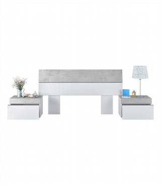 Cabecero Y 2 Mesitas De Noche. Blanco Artik/Cemen