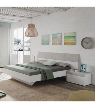 Cabecero Y 2 Mesitas De Noche. Blanco Artik/Cemen