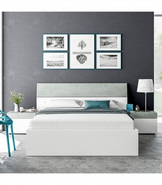 Cabecero Y 2 Mesitas De Noche. Blanco Artik/Cemen