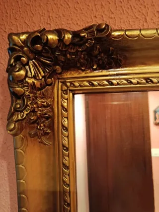 Espejo Vintage Marco Dorado Ornamental
