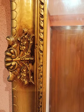 Espejo Vintage Marco Dorado Ornamental